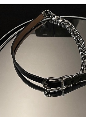 项链女小众设计感高级网红黑色皮绳锁骨链甜酷颈链项圈配饰