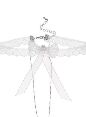 蝴蝶结蕾丝小铃铛项圈女颈带choker脖子配饰锁骨链轻奢小众高级感