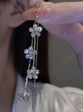 diy感朵精致花流苏长款耳环轻F25425女小众设计耳线202奢2年