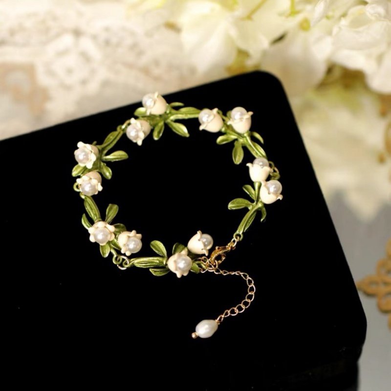 diy手链222年新款女气质小手清新春夏约铃兰花手环配0饰饰