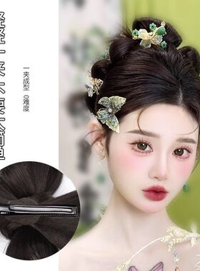 新中式丸子头假发女仿真发古风汉服自然新娘盘发发髻发圈造型扭扭