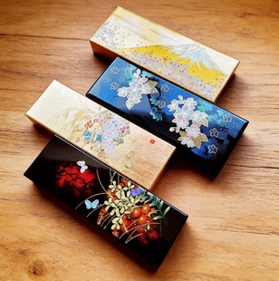 日本山中漆器金箔项链首饰盒长方形珠宝手链收纳盒笔盒储物盒礼物