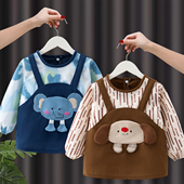 儿童罩衣秋冬长袖 幼儿园女宝宝吃饭围兜外穿护衣男孩围裙辅食饭兜