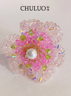 CL13新中式牡丹花戒指手工编汉服旗袍配饰仙女