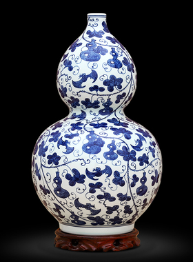 傲世青花瓷仿古福禄图葫芦花瓶