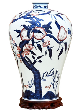 景德镇陶瓷器仿古中式手绘青花瓷花瓶工艺品客厅摆件办公室博古架