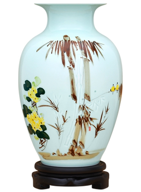 景德镇陶瓷器新中式粉彩花瓶工艺品客厅摆件家居博古架装饰品瓷瓶
