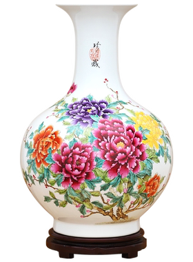 景德镇陶瓷器大号新中式艺术品花瓶工艺品客厅摆件玄关别墅装饰品