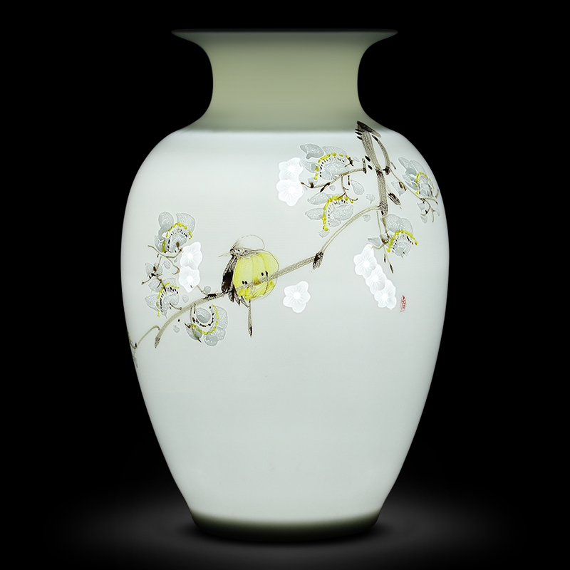 景德镇陶瓷器新中式粉彩花瓶工艺品客厅摆件家居博古架装饰品瓷瓶