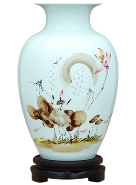 景德镇陶瓷器新中式粉彩花瓶工艺品客厅摆件家居博古架装饰品瓷瓶