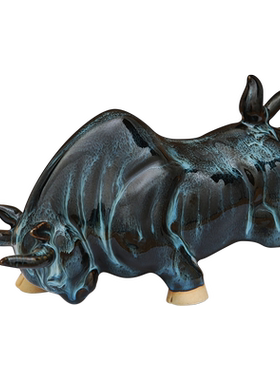 傲世窑变气势如虹牛摆件钧瓷