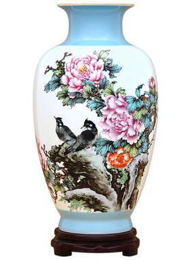 景德镇陶瓷器新中式花瓶客厅摆件家居玄关电视柜装饰品瓷瓶摆设