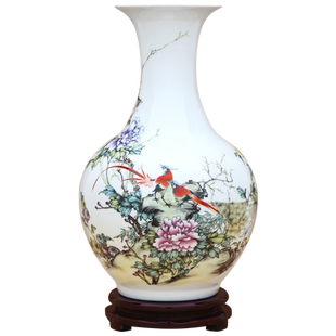 景德镇陶瓷花瓶博古架摆设客厅插花摆件富贵延年酒店装饰工艺品