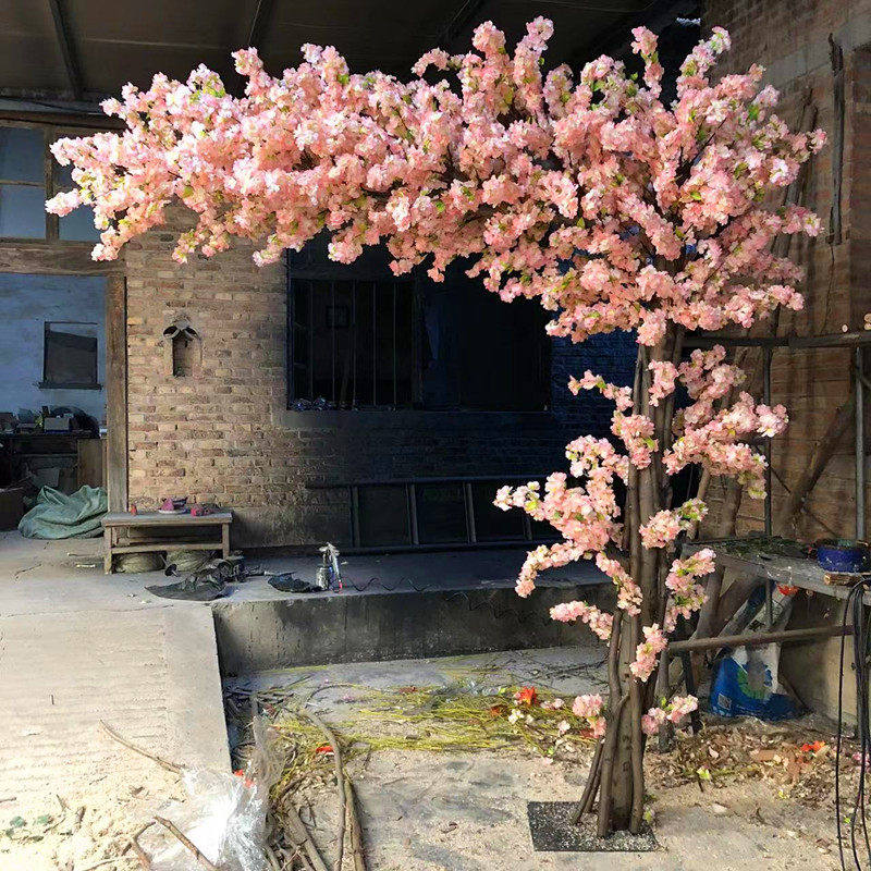 仿真樱花许愿树真树干假花藤枝落地室内植物盆栽大型家居装饰摆件