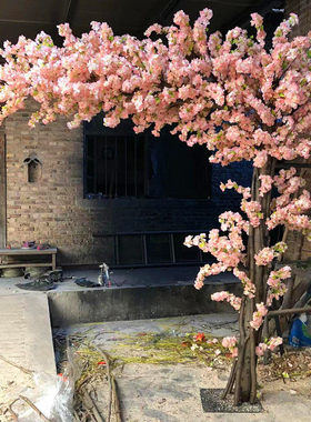仿真樱花许愿树真树干假花藤枝落地室内植物盆栽大型家居装饰摆件