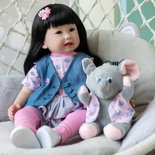 60厘米亚洲风宝宝Teegan中国娃娃 长发公主黑发宝宝童装模特6个