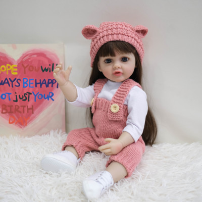 NPK55厘米全胶可入水仿真重生娃娃 可爱过家家玩具粉小帽 女孩