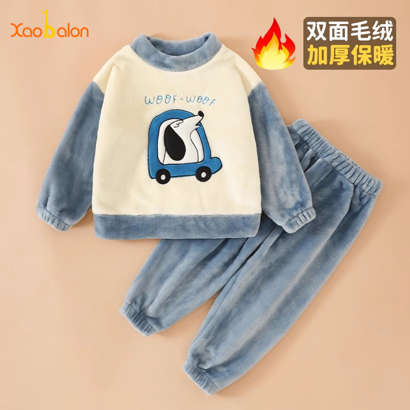 卡通珊瑚绒宝宝睡衣套装