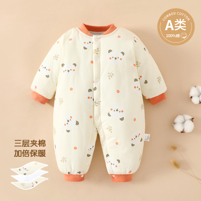 夹棉衣服小班郎婴儿连体衣