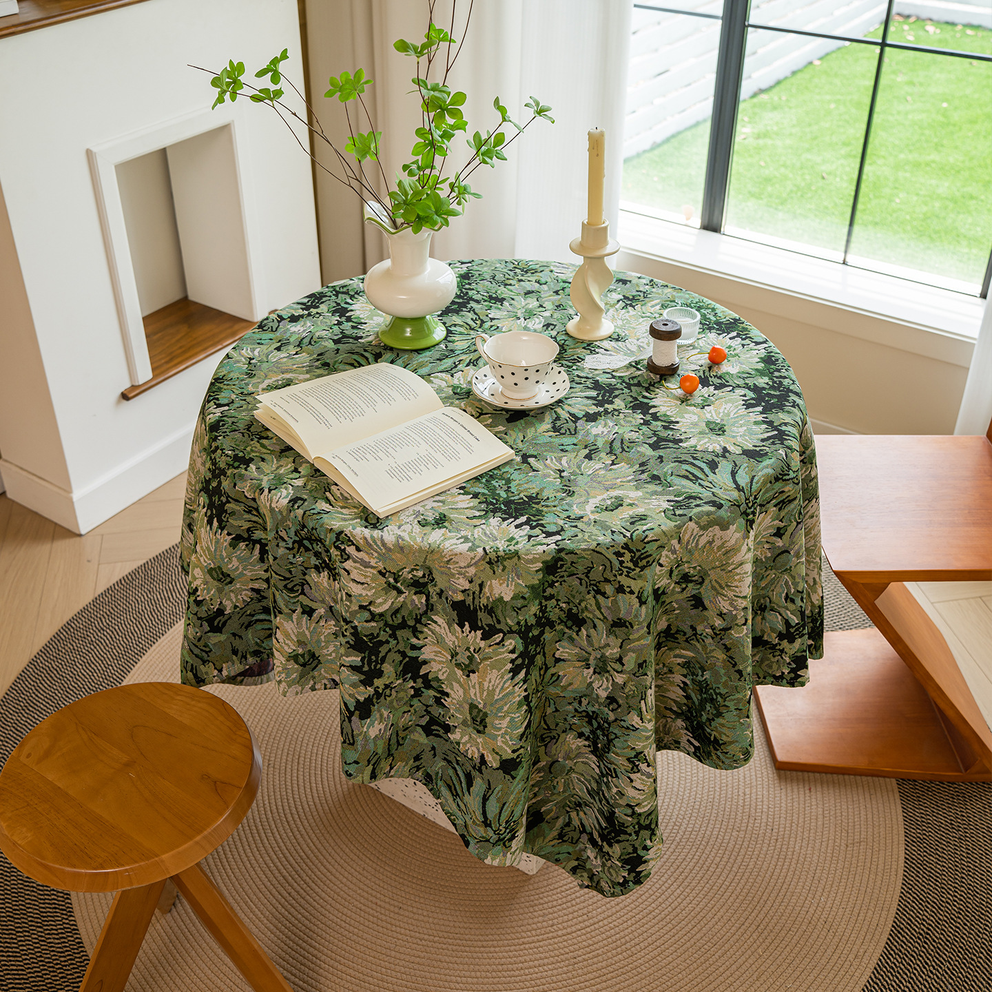 特别好看的圆桌布美式乡村复古风棉麻碎花餐桌桌布茶几布高级感加