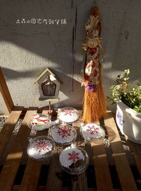 复古做旧乡村风布娃娃雪花装饰品