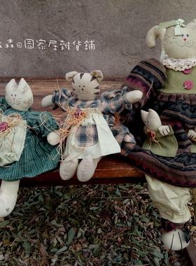 美式乡村风手绘布艺毛绒古董娃娃