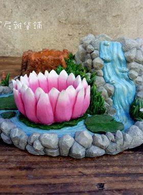 烛台鱼缸盆景欧美孤品假山流水