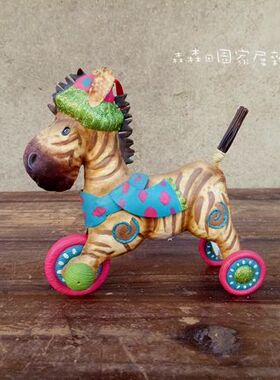 小动物马戏团复古做旧装饰摆件