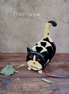 样品彩绘复古做旧猫咪家居装饰