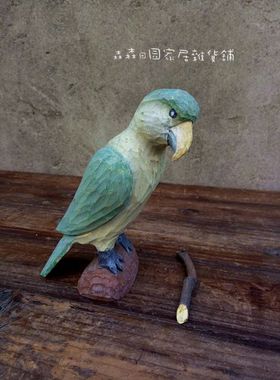 田园风复古做旧彩绘鹦鹉家居装饰