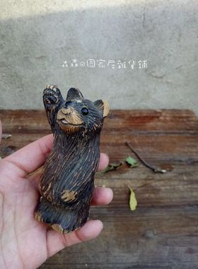 欧式风实木雕刻复古做旧装饰摆件