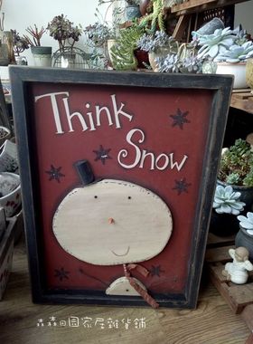 出口美式乡村风雪人浮雕花工艺品