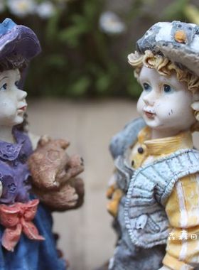 样品美式乡村风情侣摆件古董娃娃