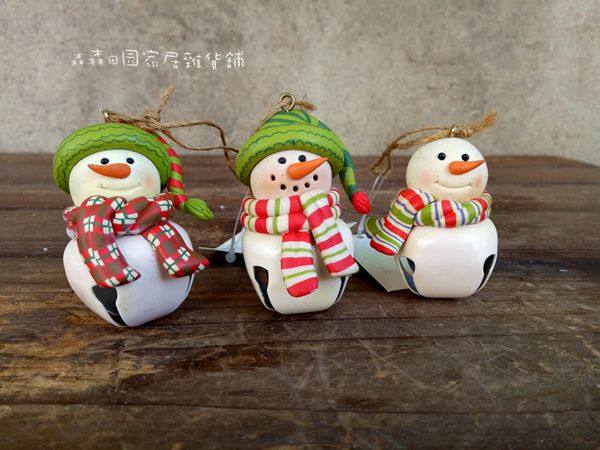 小雪人铃铛摆件 圣诞树装饰品 儿童房工艺品 家居装饰摆件孤品
