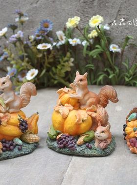 树脂小松鼠摆件儿童房装饰品