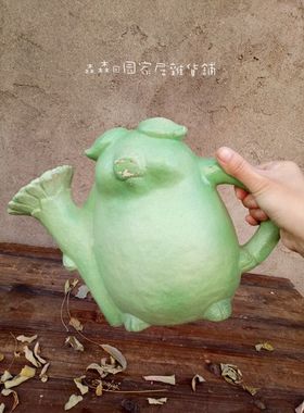 田园风做旧鱼缸生肖小猪装饰摆件