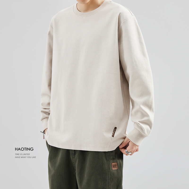 豪霆棉感舒适圆领套头长袖T恤