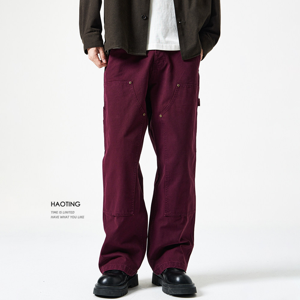 豪霆.美式复古多口袋工装裤男士秋季美式休闲伐木矿工裤高端裤子