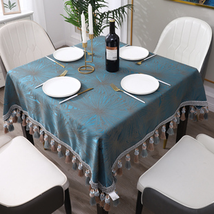 美式防水防油桌布北欧欧式奢华简约家用正方形布艺茶几台布餐桌布