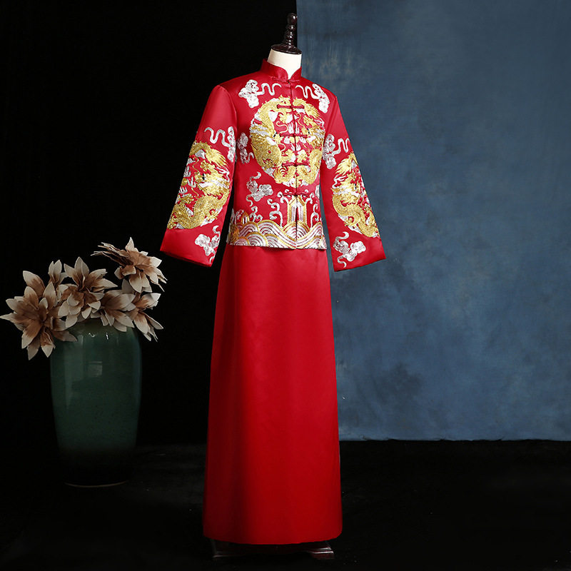 秀禾服男新郎服中式结婚礼服男装秀禾男士结婚龙凤褂唐装秀和喜服
