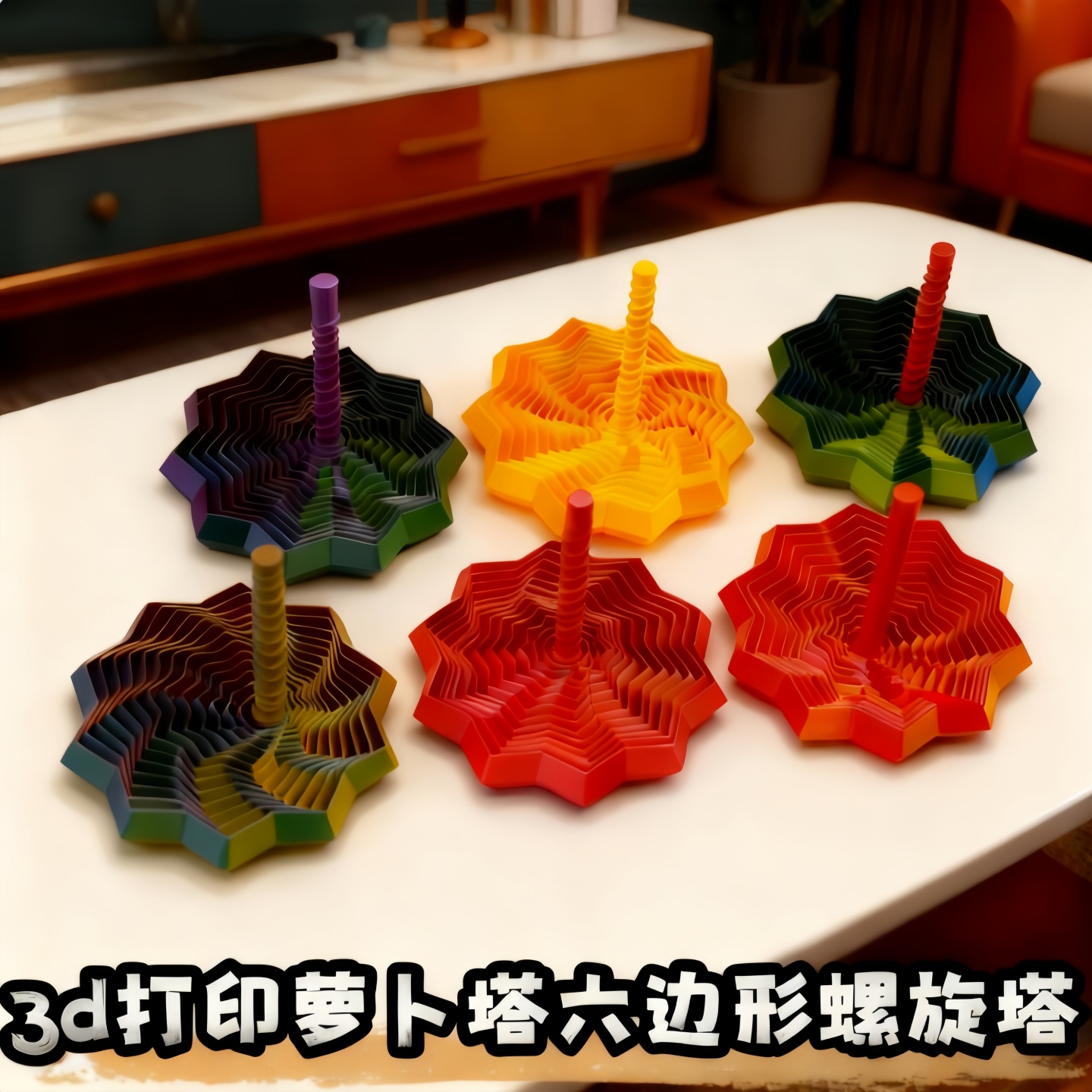 3D打印视错觉折叠益智玩具多边形操作手把创意解压萝卜塔儿童礼物