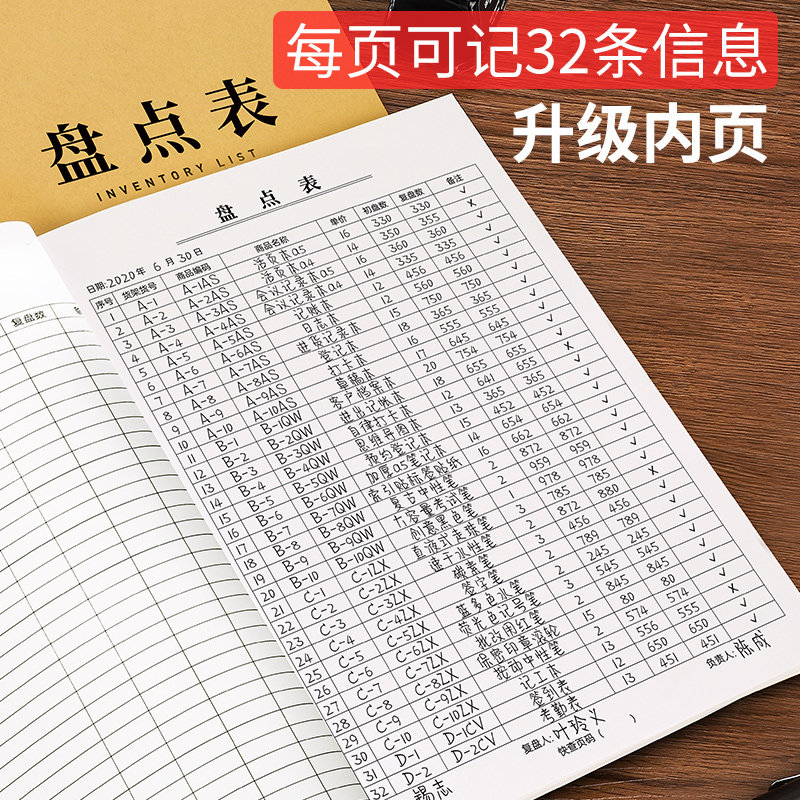 盘点明细表商品销售记录表库l存盘点本产品出入库统计表点货本仓