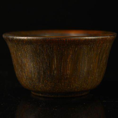 厂家收藏古玩工艺品雕刻描金仿古做旧老犀角碗家居摆饰