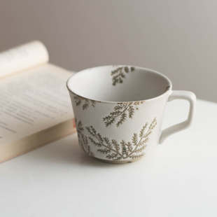 泥可尔香松叶陶瓷咖啡杯设计感小众高档精致手绘男女高颜值马克杯
