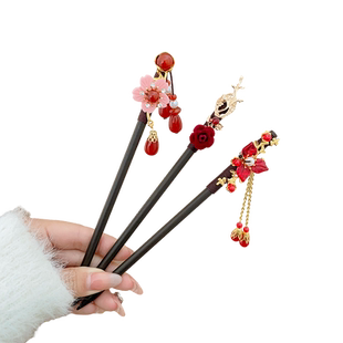 国风儿童马面裙发簪头饰女童汉服流苏发钗女孩高级感盘发簪子头饰