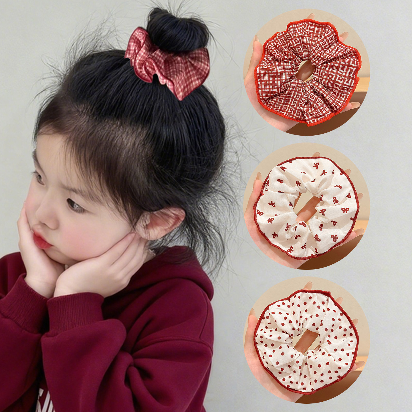 2025新款儿童高马尾丸子头大肠发圈小女孩高弹力头绳不伤发橡皮筋,童装/婴儿装/亲子装,发饰,淘宝优惠券,粉丝福利购,淘宝优惠卷