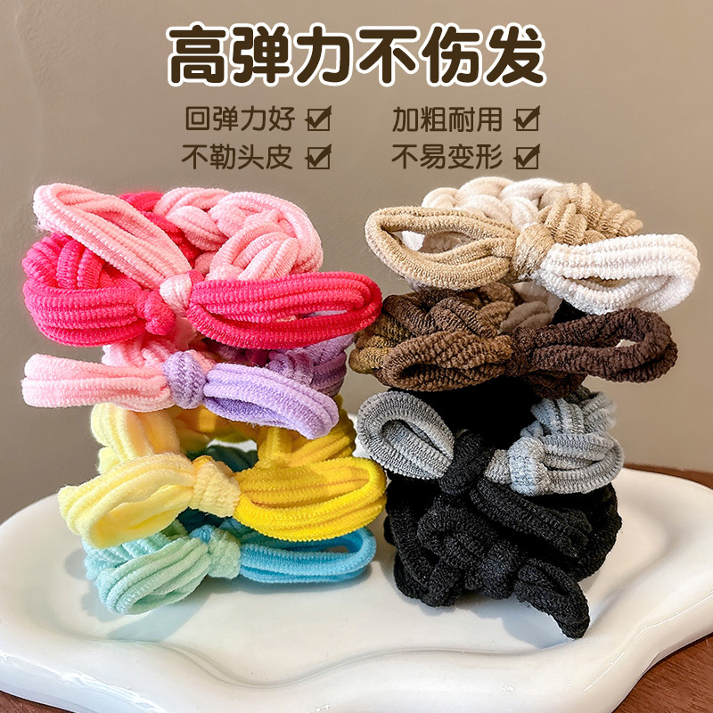 儿童彩色橡皮筋发圈高马尾发绳女童不伤发加粗头绳纯手工编织发饰