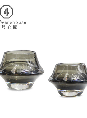 简约现代灰色飞碟琉璃花瓶售楼处酒店前台洽谈桌茶室花艺装饰摆件