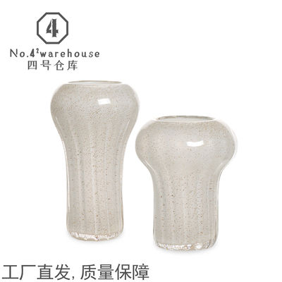 简约高级感轻奢白色洒金蘑菇手工琉璃花瓶样板间玄关插花软装摆件