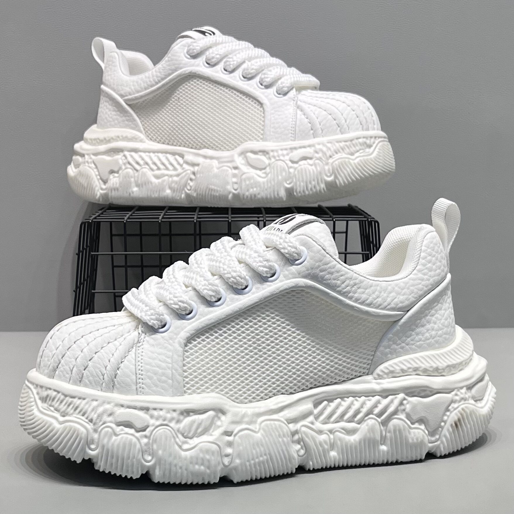 老爹鞋2026春夏新款网面透气厚底增高男鞋贝壳头时尚百搭休闲鞋男